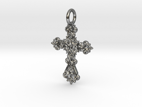 Moma's Cross Pendant in Polished Silver