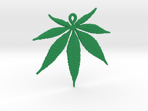 Marijuana leaf pendant in Green Processed Versatile Plastic