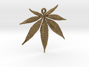Marijuana leaf pendant in Natural Bronze