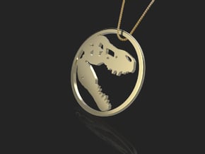 Tyrannosaurus Head bone necklace Pendant in 14k Gold Plated Brass