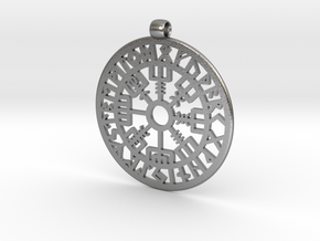 Vegvisir Nordic magical stave pendant in Natural Silver