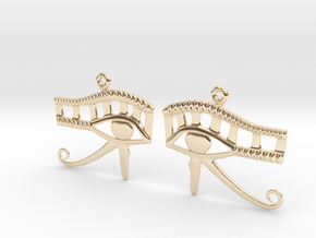 Eye Of Horus EarRings - Pair - Precious Metal in 14k Gold Plated Brass