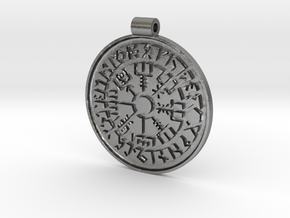 Vegvisir Nordic magical stave pendant in Natural Silver