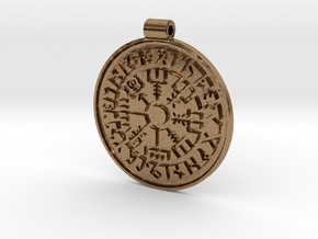 Vegvisir Nordic magical stave pendant in Natural Brass