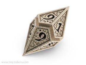 Hedron D10: Open (Hollow), balanced gaming die in Polished Bronzed Silver Steel
