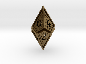 Hedron D10: Open (Hollow), balanced gaming die in Natural Bronze
