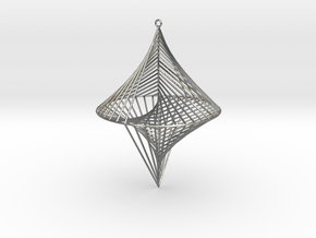 String Sculptures Pendant - Straight Line Curve in Natural Silver