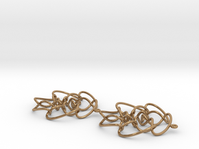 3D CURVE EARRINGS-6-lobe in Polished Brass