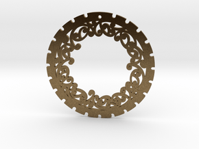 Simple 'Kowhaiwhai' Disc Earring ~ 33mm diameter in Natural Bronze