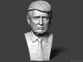 Donald Trump. Portrait bust in White Natural Versatile Plastic