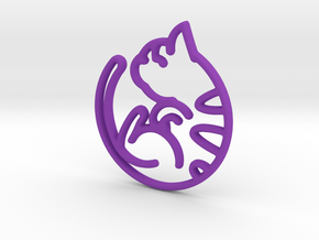 Kitty Cat Pendant in Purple Processed Versatile Plastic
