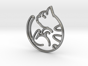 Kitty Cat Pendant in Natural Silver