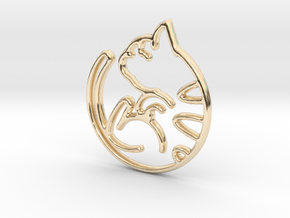 Kitty Cat Pendant in 14k Gold Plated Brass