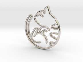 Kitty Cat Pendant in Rhodium Plated Brass