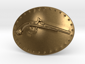 Muzzle Loading Gun Belt Buckle in Natural Bronze