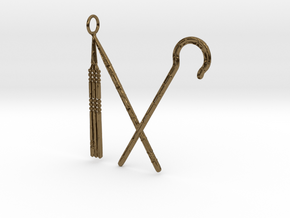 Crook and Flail Pendant in Polished Bronze