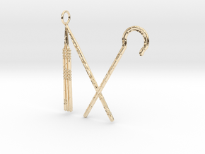 Crook and Flail Pendant in 14K Yellow Gold