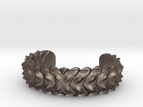 Hard Shred Cuff bracelet   Narrow  in Polished Bronzed Silver Steel: Medium
