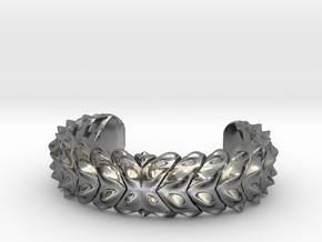 Hard Shred Cuff bracelet   Narrow  in Polished Silver: Medium