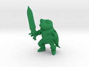 Frog and Sword Low Poly figure in Green Processed Versatile Plastic