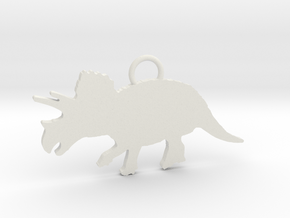 Triceratops necklace Pendant in White Natural Versatile Plastic