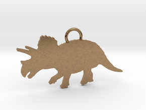 Triceratops necklace Pendant in Natural Brass