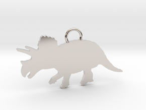 Triceratops necklace Pendant in Rhodium Plated Brass