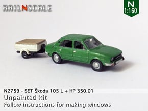 SET Skoda 105 L + HP 350.01 (N 1:160) in Smooth Fine Detail Plastic