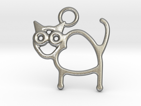 Cat Pendant in Natural Silver