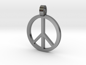 Peace Symbol Pendant in Fine Detail Polished Silver