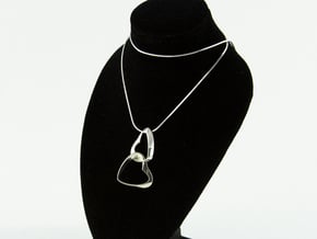 Joined Together - Interlocking Hearts Pendant in Polished Silver (Interlocking Parts)