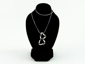 Joined Together - Interlocking Hearts Pendant in Natural Silver (Interlocking Parts)