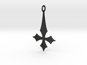 Inverted Cross Pendant in Matte Black Steel