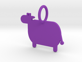 Cow Keychain in Purple Processed Versatile Plastic