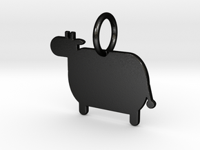 Cow Keychain in Matte Black Steel