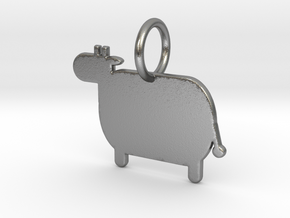 Cow Keychain in Natural Silver