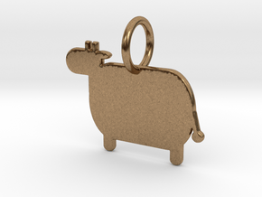 Cow Keychain in Natural Brass