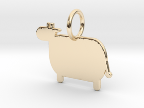 Cow Keychain in 14k Gold Plated Brass
