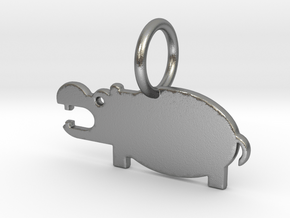 Hippopotamus Keychain in Natural Silver