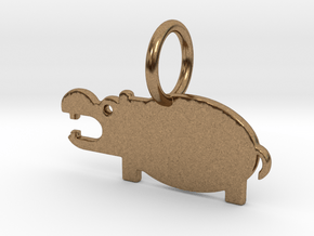 Hippopotamus Keychain in Natural Brass