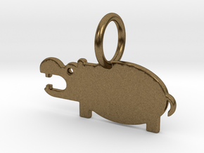 Hippopotamus Keychain in Natural Bronze