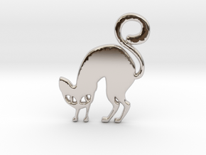 Halloween Cat in Rhodium Plated Brass