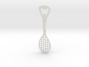 Tennis Racquet Bottle Opener in White Natural Versatile Plastic