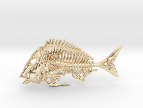 Littlehead Porgy Fish Skeleton Pendant in 14K Yellow Gold