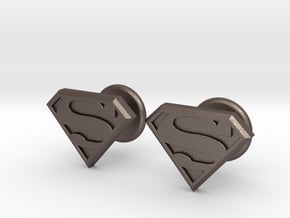 Man of Steel Cufflinks in Polished Bronzed Silver Steel