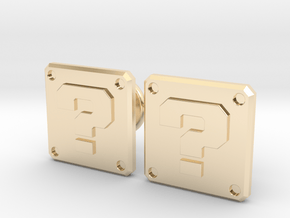 Question Block Cufflinks (Modern) in 14k Gold Plated Brass