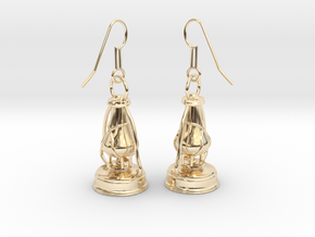 kerosene lamp - earrings in 14k Gold Plated Brass