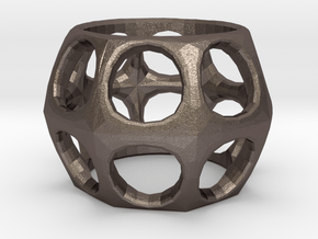 Prime Ring - Holes in Polished Bronzed Silver Steel