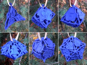 Botanical Dice Ornament Set in Blue Processed Versatile Plastic