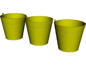 1/15 scale WWII era galvanized buckets x 3 in Tan Fine Detail Plastic